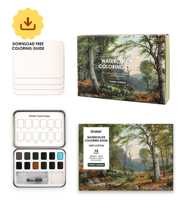 Forest-Themed Watercolor Coloring Club Box